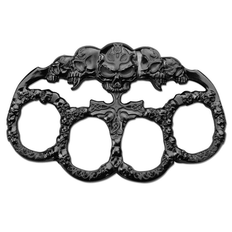 Skull Dark Silver Grey Paperweight Goth Punk Biker Duster Knuckle - Tophatter's Army Products & Self Defense Collectible Weapons - Tophatter Daily Deals